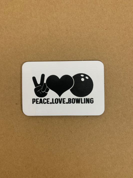 GOOD TIME Concepts Peace, Love, Bowling DTF - VELPATCH 3" x 2" inch Hook Backed Patch