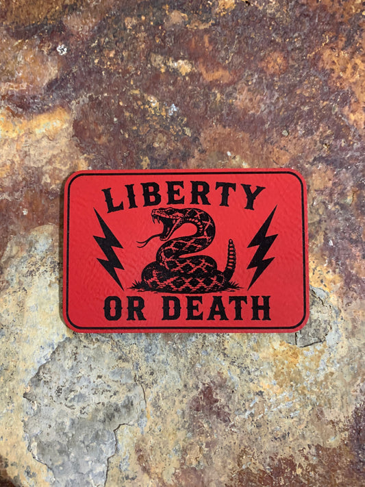 Liberty Or Death Rattlesnake - VELPATCH 3" x 2" inch Hook Backed Patch