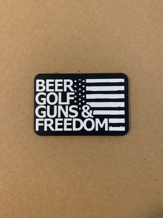 GOOD TIME Concepts Beer, Golf, Guns and Freedom DTF - VELPATCH 3" x 2" inch Hook Backed Patch