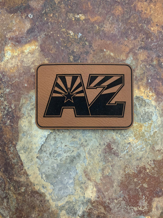 AZ With Arizona State Flag - VELPATCH 3" x 2" inch Hook Backed Patch