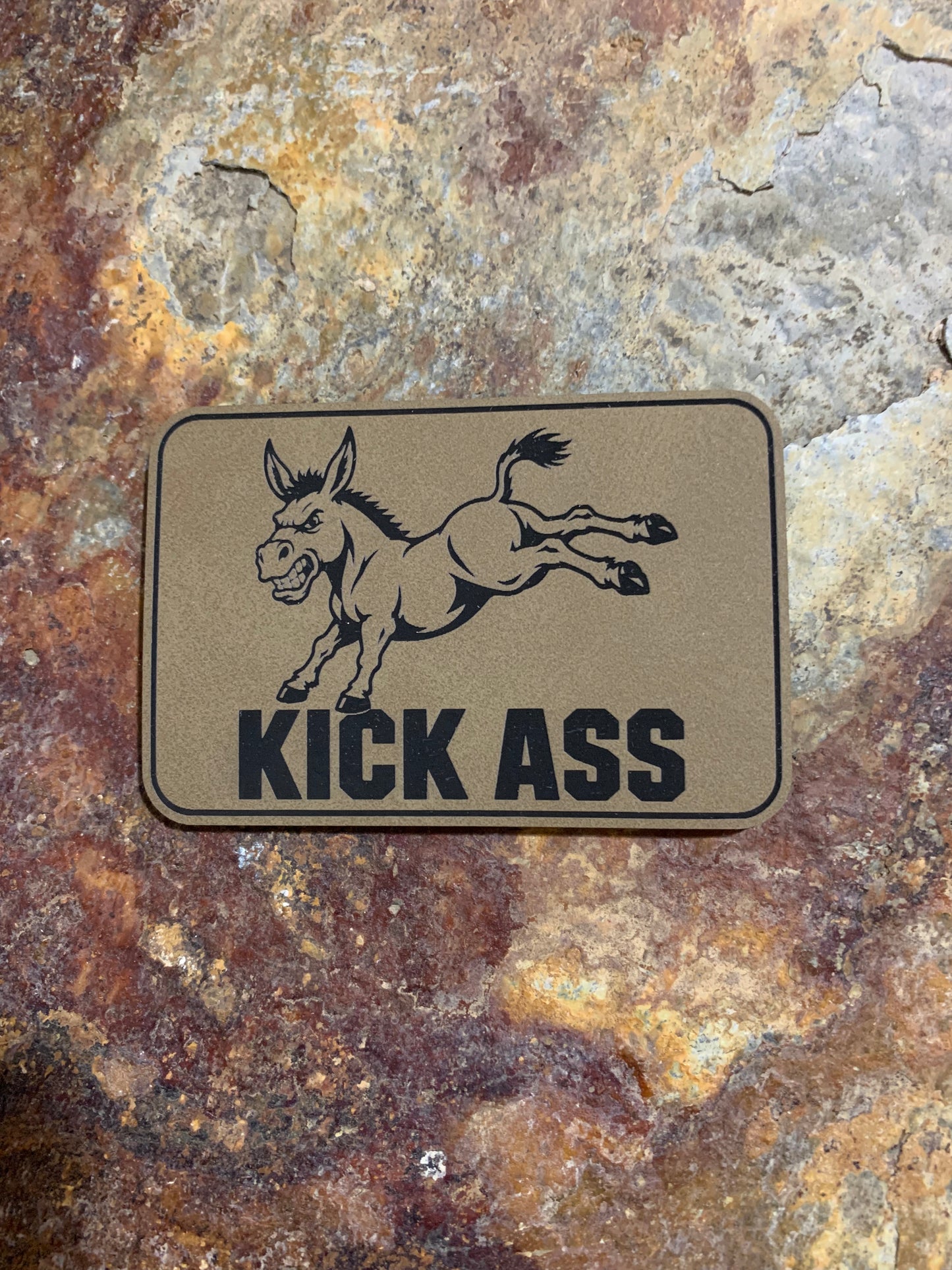 Kick Ass Donkey - VELPATCH 3" x 2" inch Hook Backed Patch
