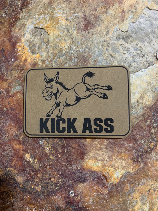 Kick Ass Donkey - VELPATCH 3" x 2" inch Hook Backed Patch