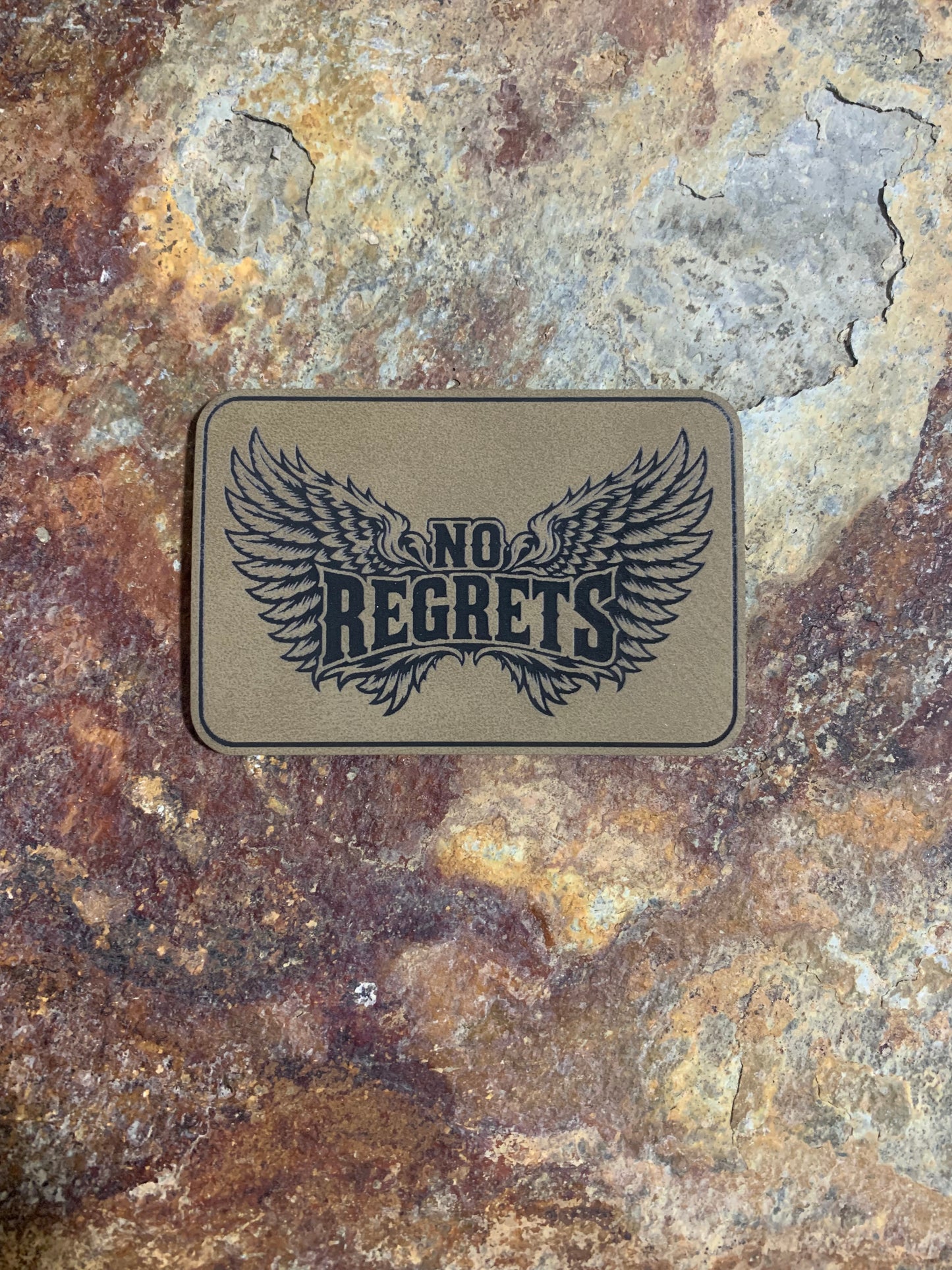 No Regrets Wings - VELPATCH 3" x 2" inch Hook Backed Patch