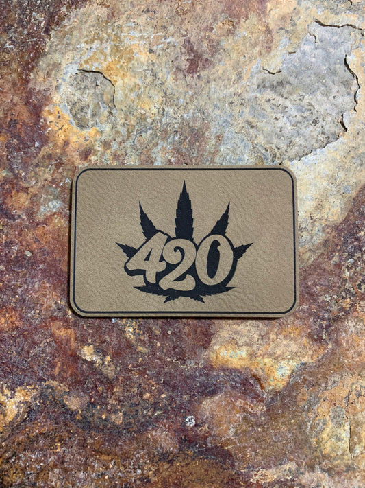 Cannabis Brand 420 Leaf - VELPATCH 3" x 2" inch Hook Backed Patch