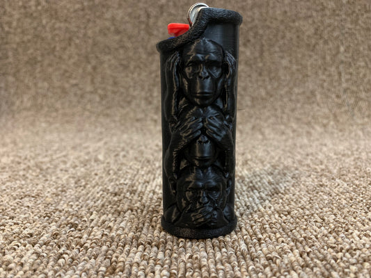 Three Wise Monkeys Lighter Cover – Fits Full-Size BIC® Lighters