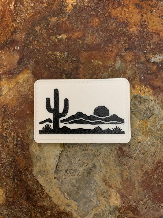 Nature Bound Outdoor Saguaro And Mountains Sunset - VELPATCH 3" x 2" inch Hook Backed Patch TPU