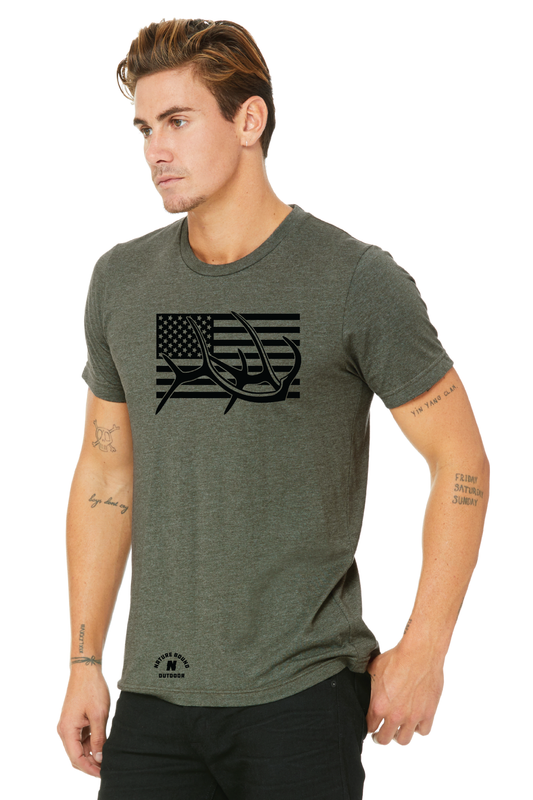 Nature Bound Outdoor Antler And USA Flag T-Shirt