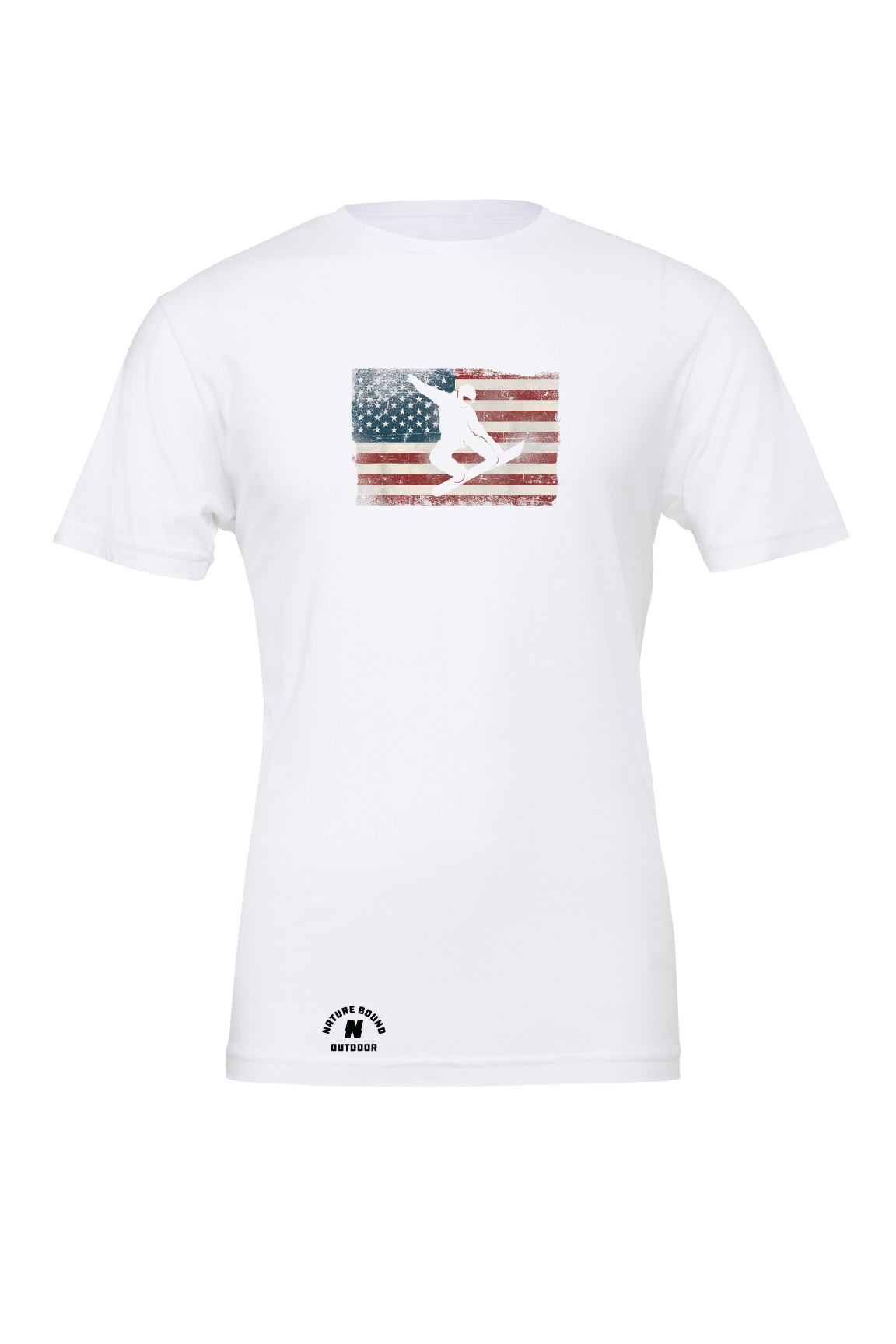 Nature Bound Outdoor Snowboarder USA Flag T-Shirt