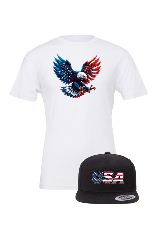 Patriotic Eagle T-Shirt and USA Trucker Hat