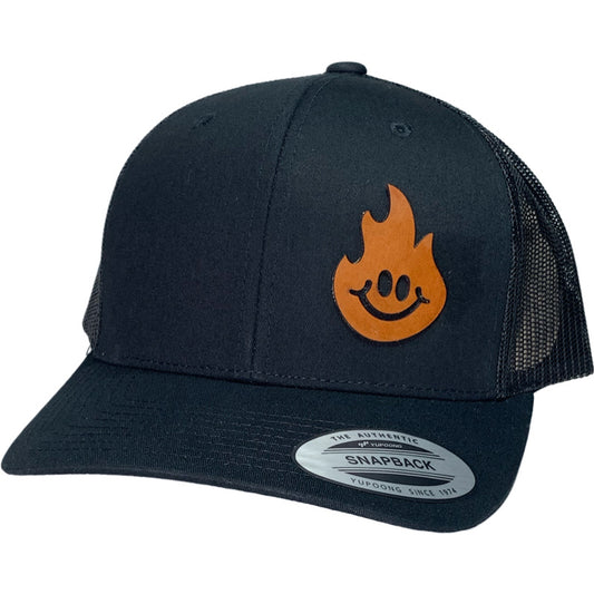 Smile Flames Leather Trucker Hat